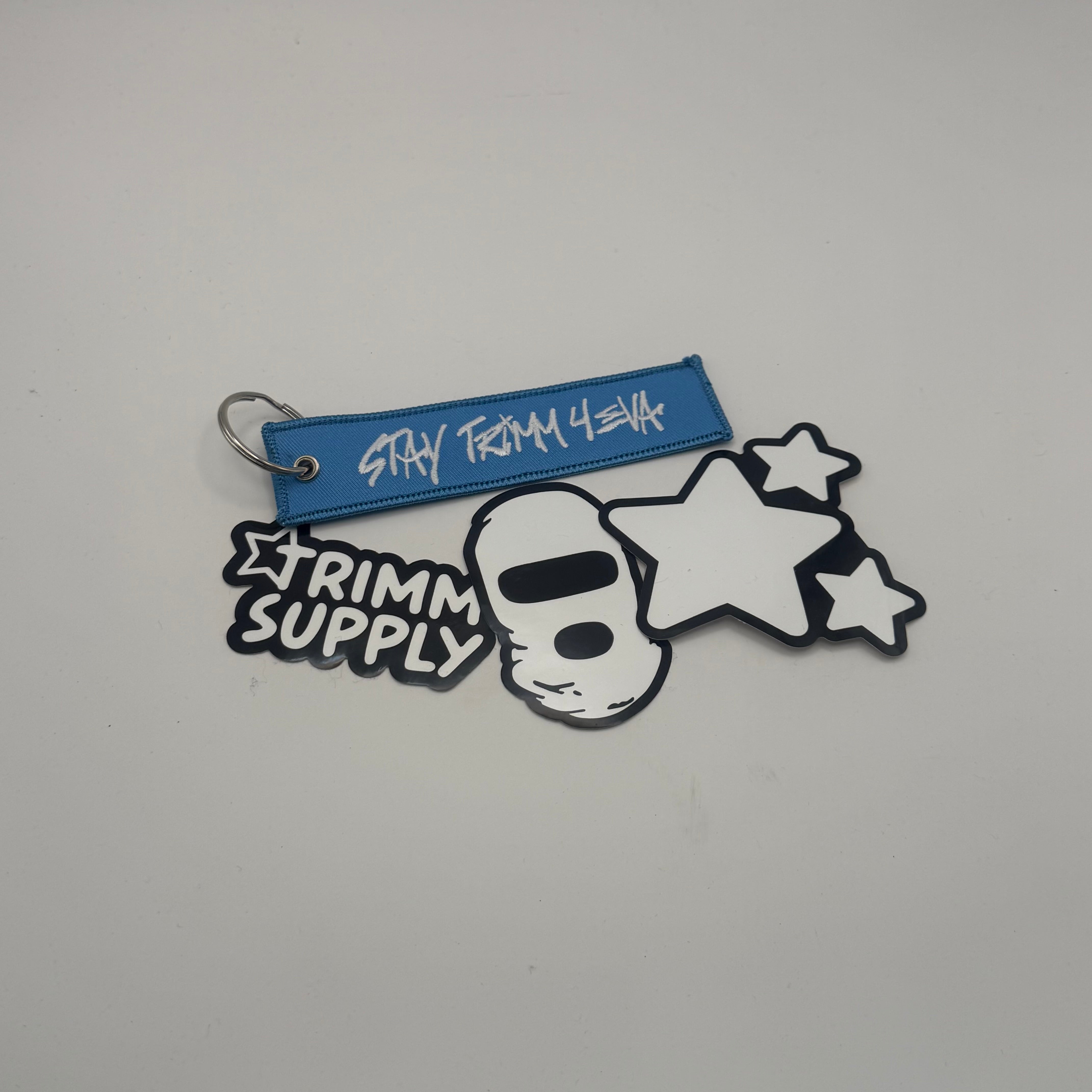 Limited Edition Blue 'Stay Trimm 4EVA'  Keychain and Stickers Kit-1