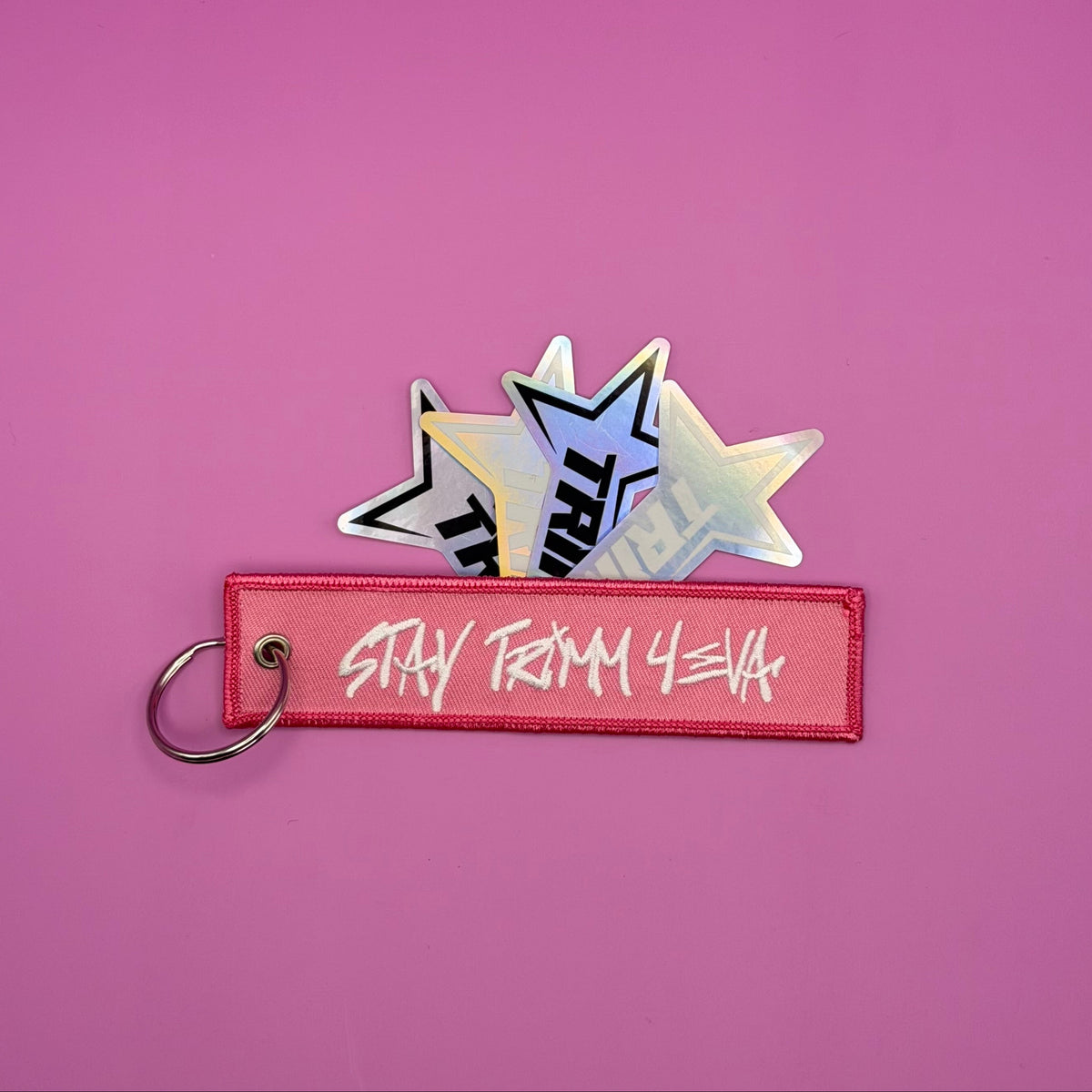 Limited Edition Pink 'Stay Trimm 4EVA'  Keychain and Stickers Kit-2