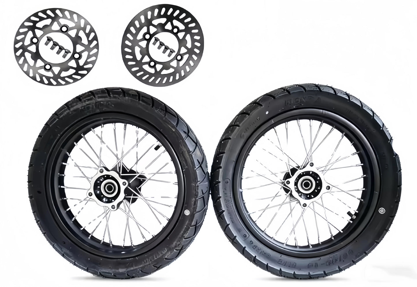 "SKINNY" Supermoto Sets With Sprockets and Rotors - For Throne Strike, Yozma IN10, Tuttio Soliel 01 , Valtinsu EM-5, Qronge X1 Spark, Etc.