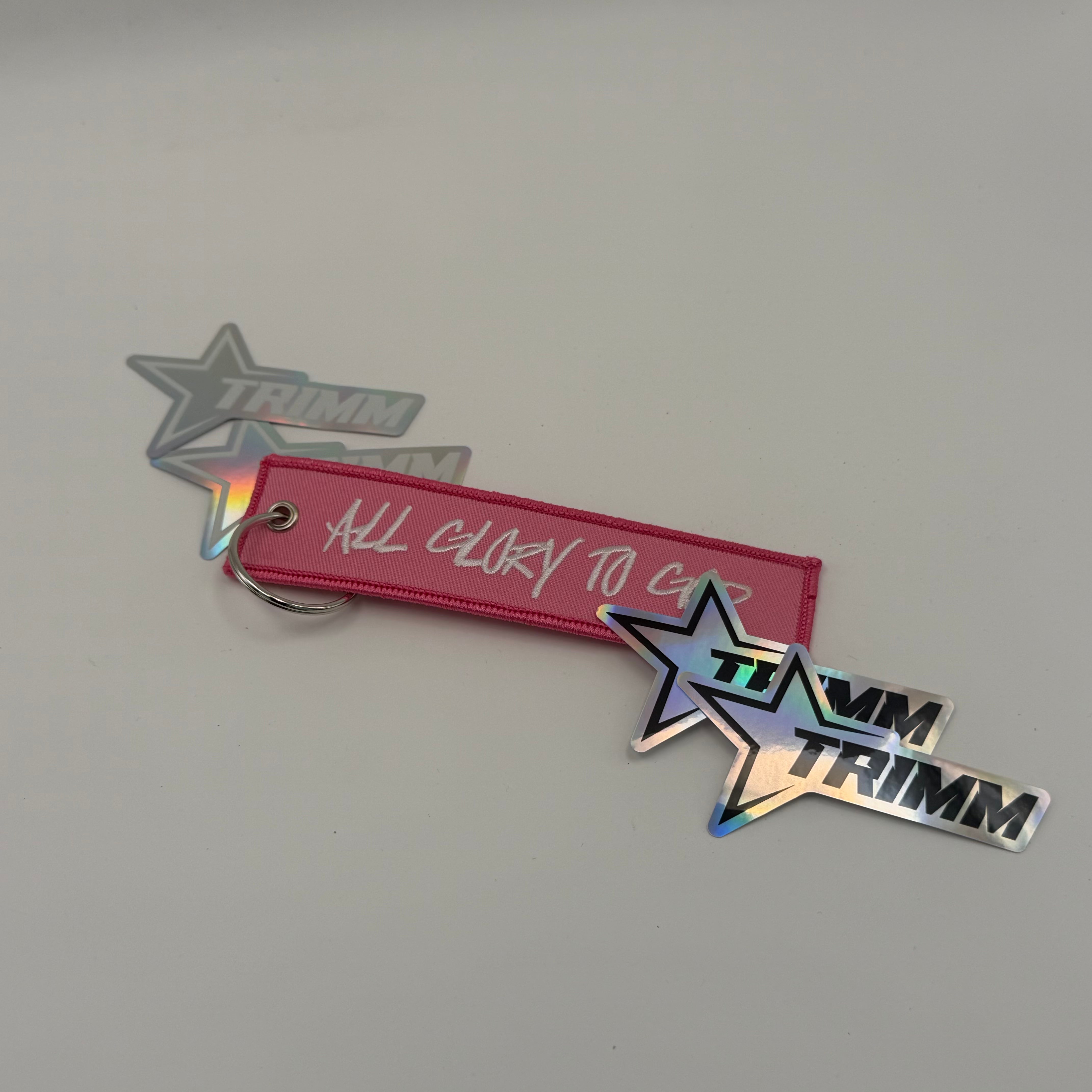 Pink 'AGTG' Graffiti Embroidered Keychain-2