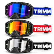 Trimm Supply MX Racing Goggles – Mirrored Lens, Adjustable Strap & Removable Nose Guard [TRV-X1]